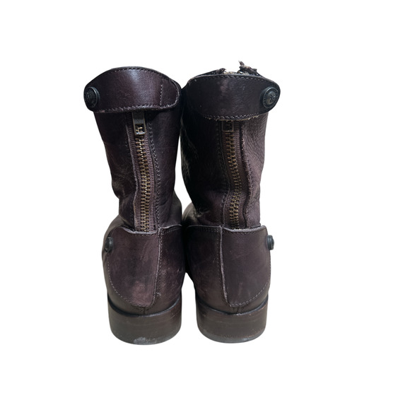 FRYE Brown Leather Button Back Zip Short Ankle Bootie Brown 8.5 B - Picture 5 of 16